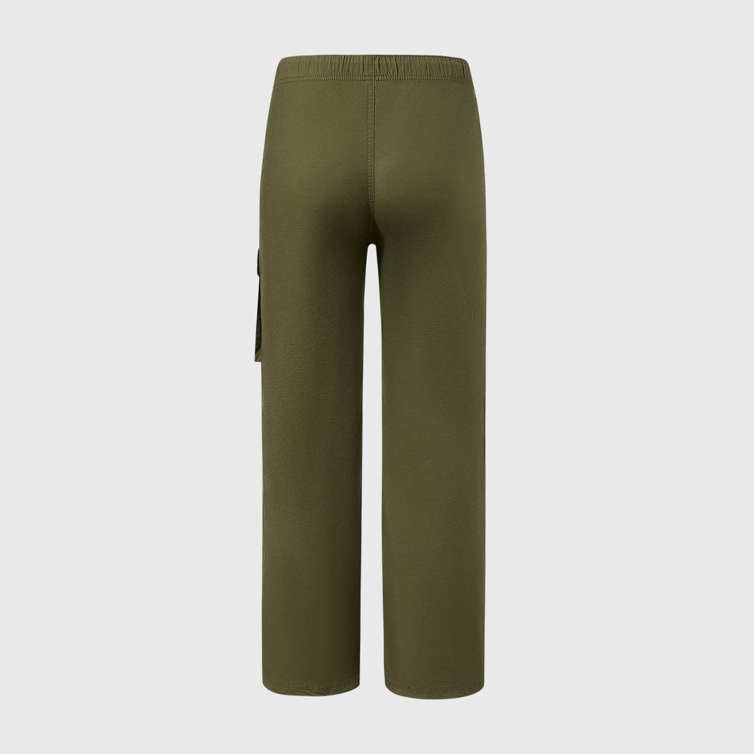 Pantalón Niño Cargo Calce Recto Verde Militar-1