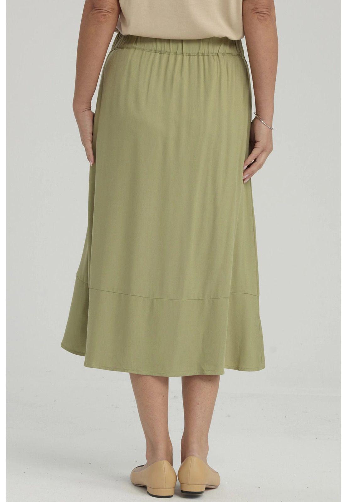 Falda Mujer Detalle Cinturón Verde Claro-2