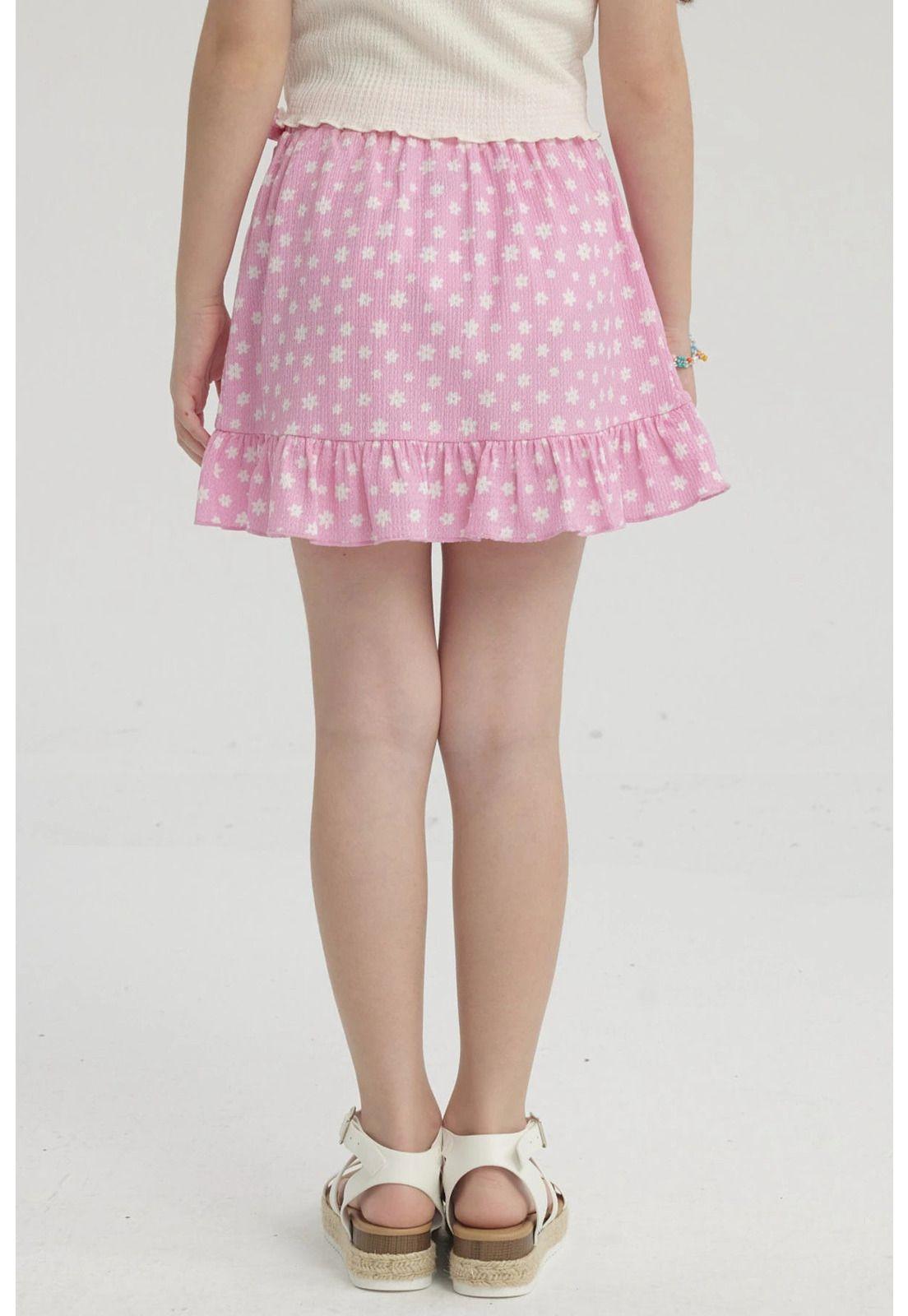 Falda Niña Short Full Print Rosado-2