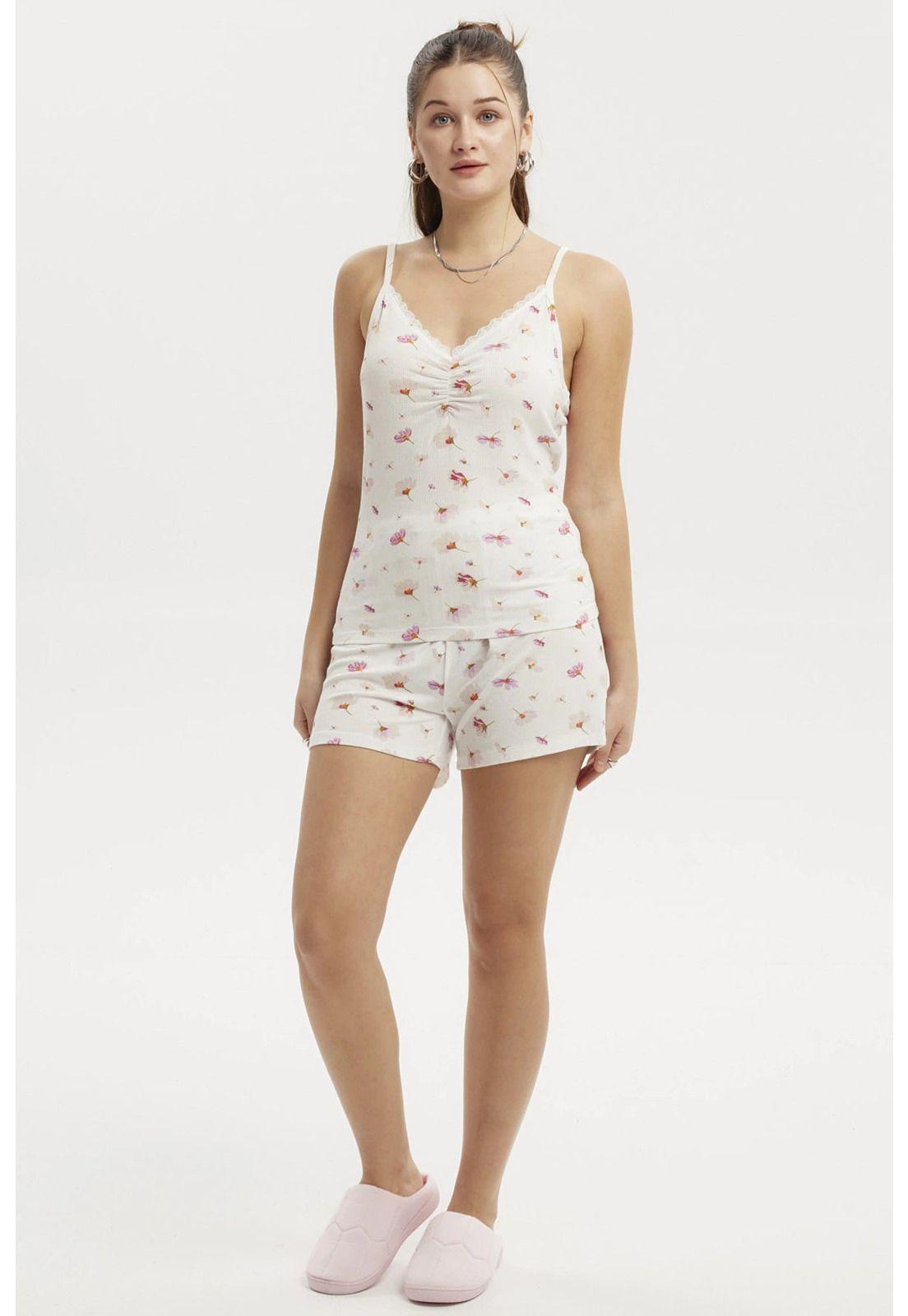 Pijama Mujer Hombro Descubierto Crudo - ll-0