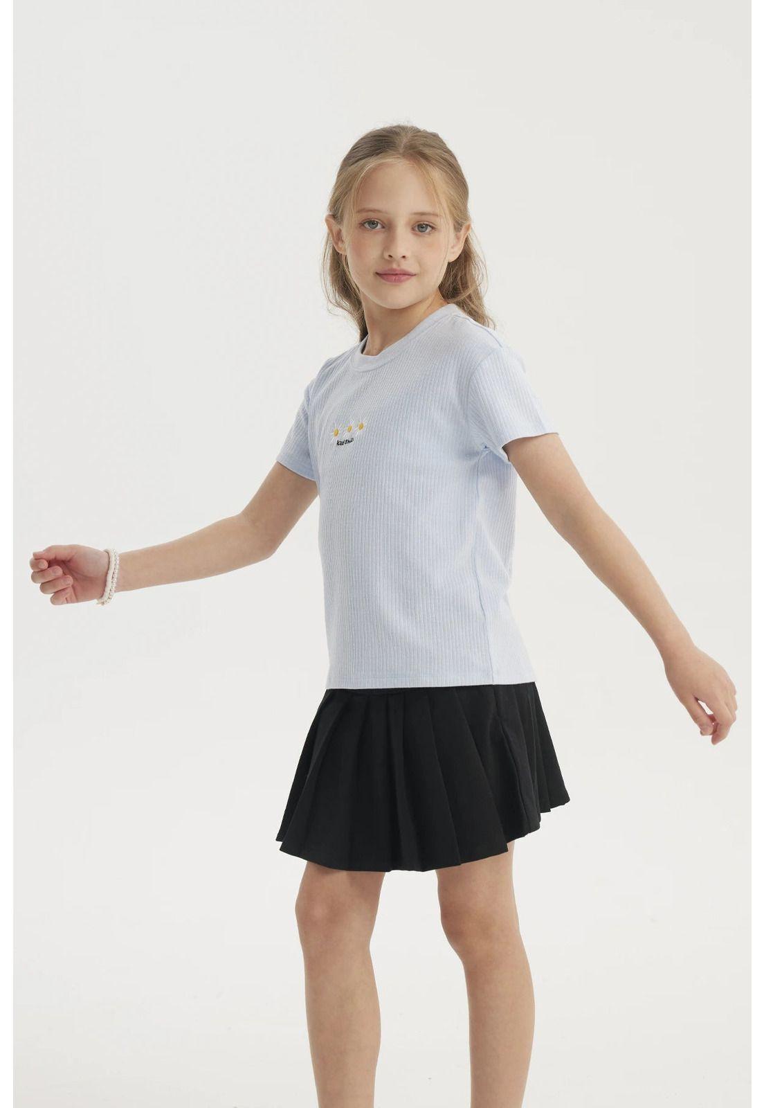 Polera Niña Mini Print Posicional Celeste-2