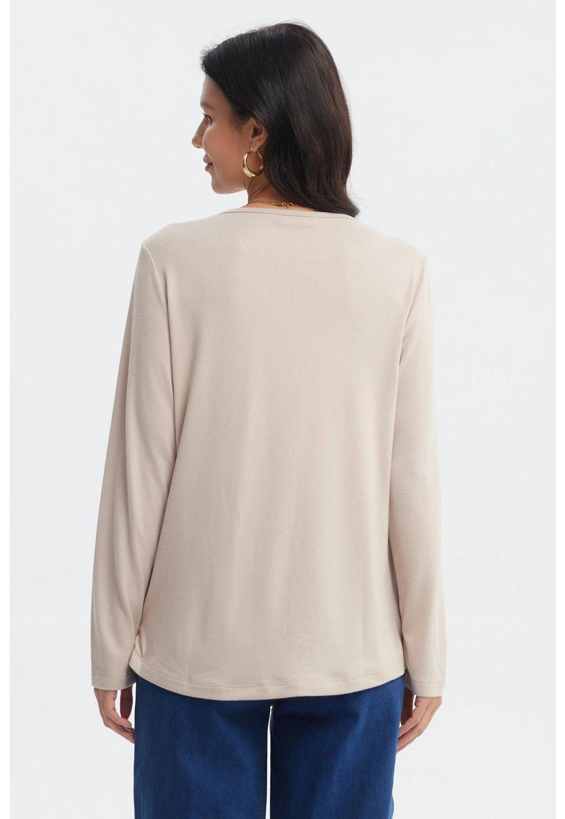 Sweater Mujer Casual Cuello Redondo Beige-2