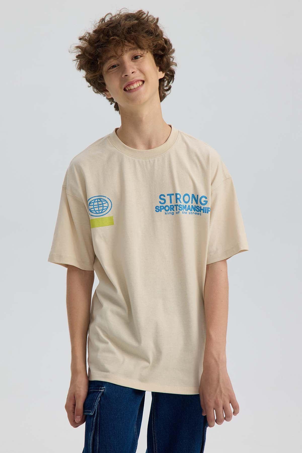 Polera Niño Oversize Print Crudo-2