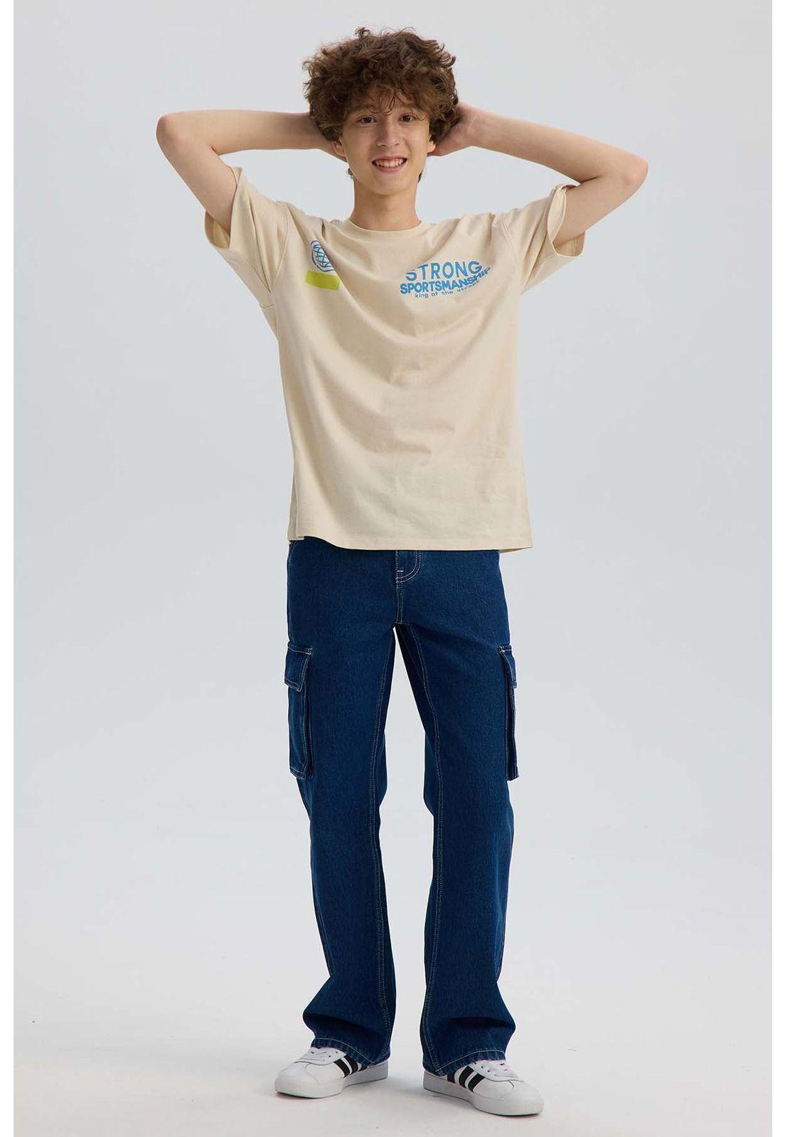 Polera Niño Oversize Print Crudo-3