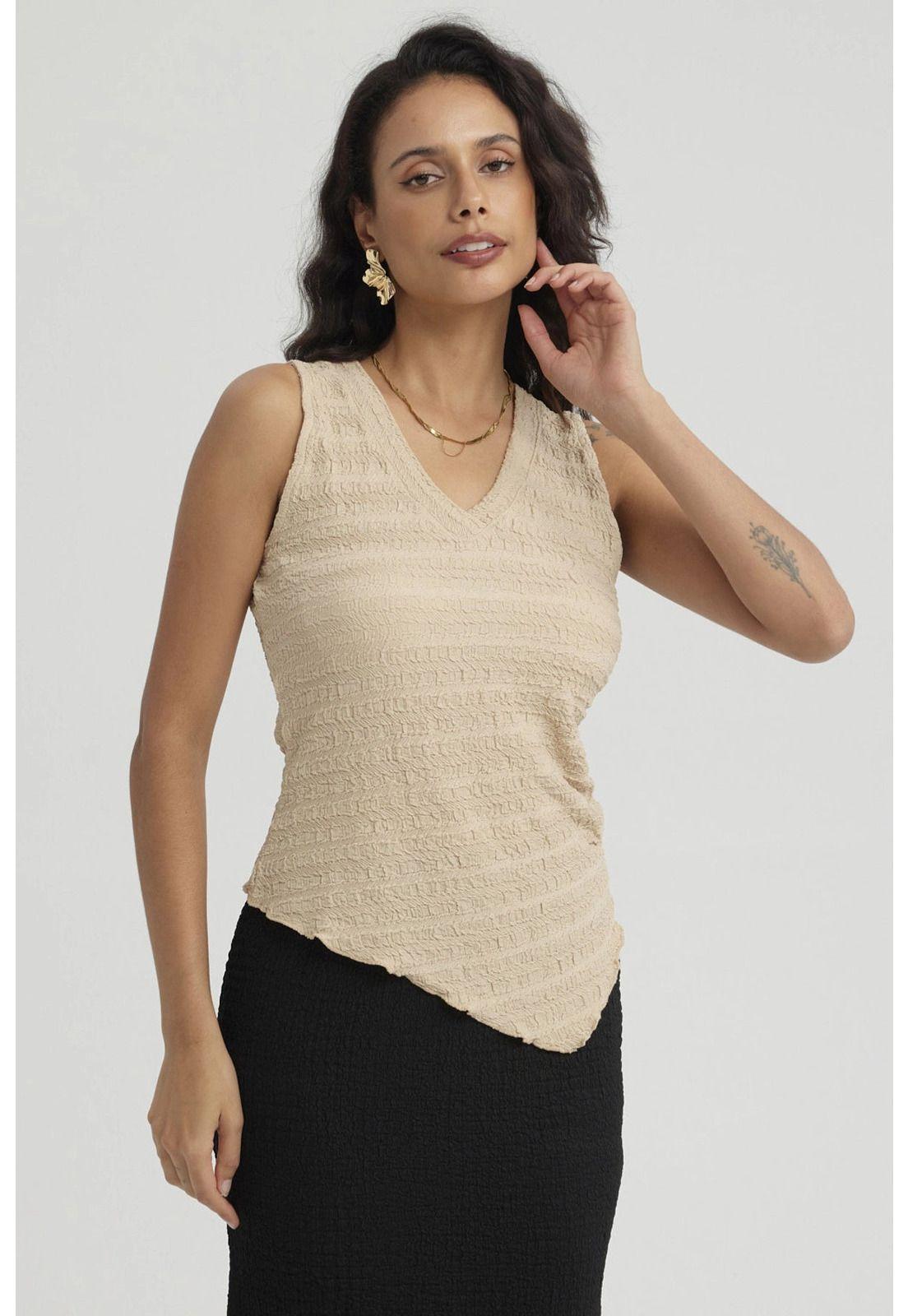 Polera Mujer Recogido Beige Oscuro-4
