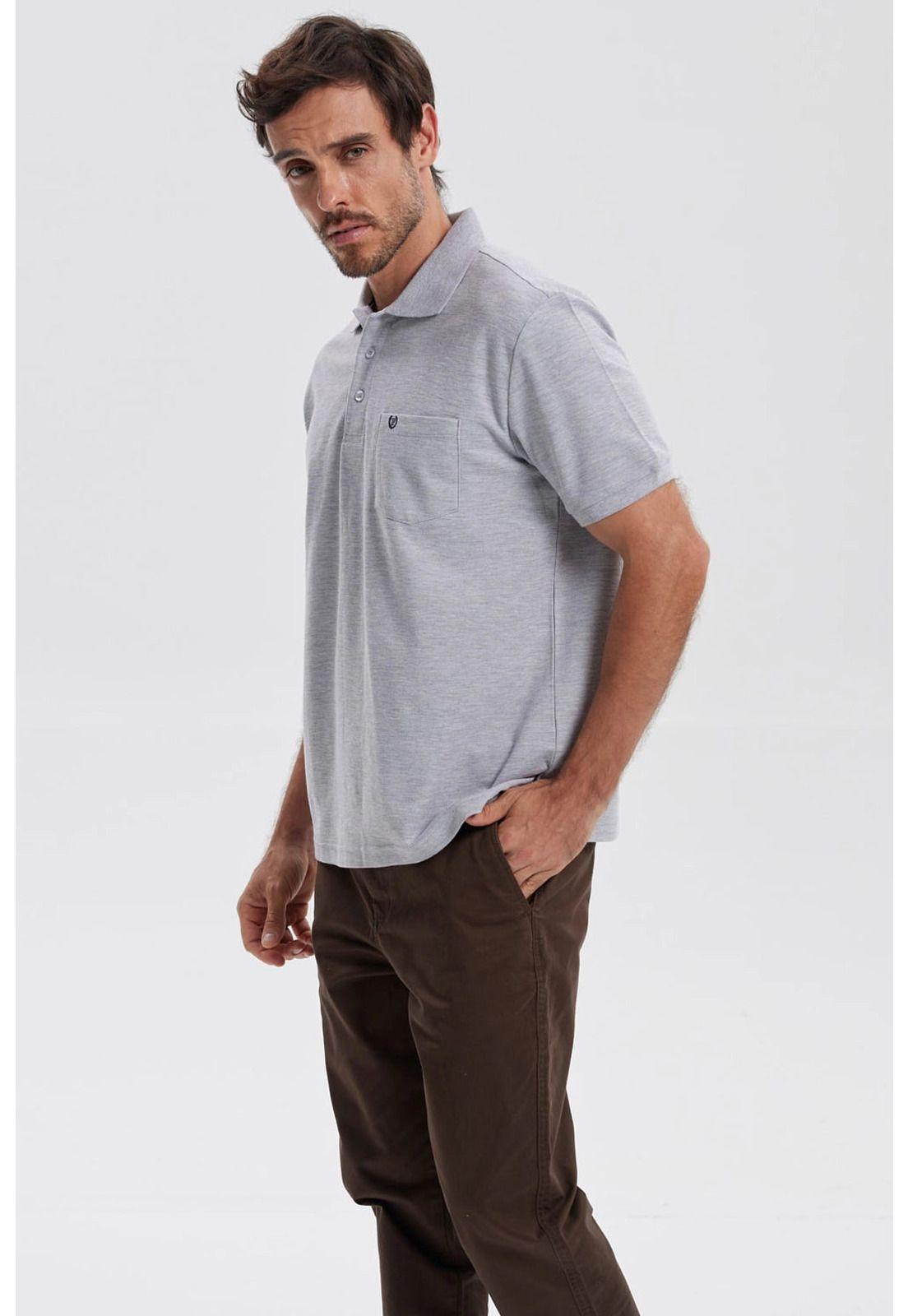 Polera Hombre Piqué Básica Lisa Gris Melange - lV-1