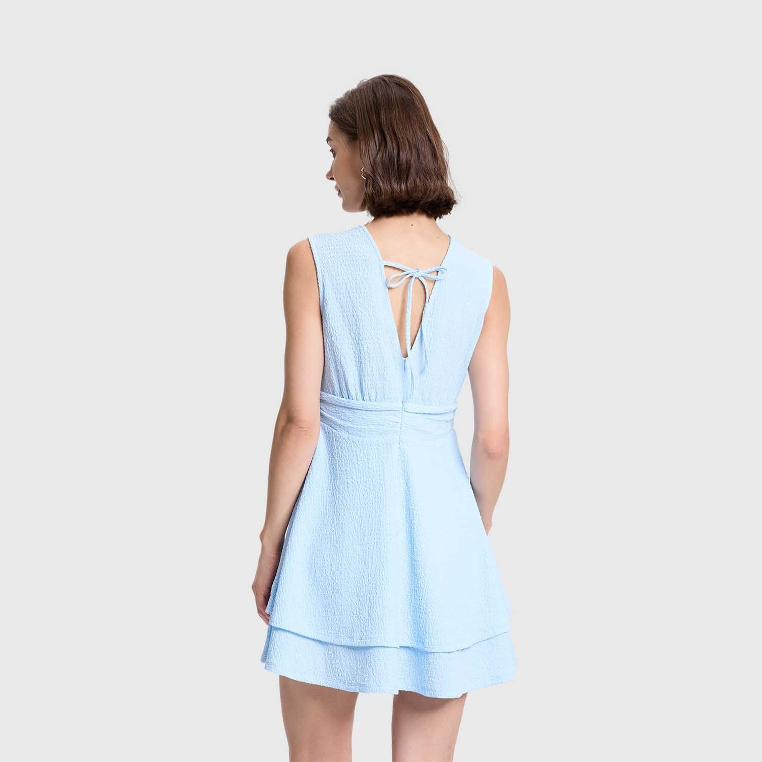 Vestido Mujer Corto Doble Capa Celeste Fashions Park-2