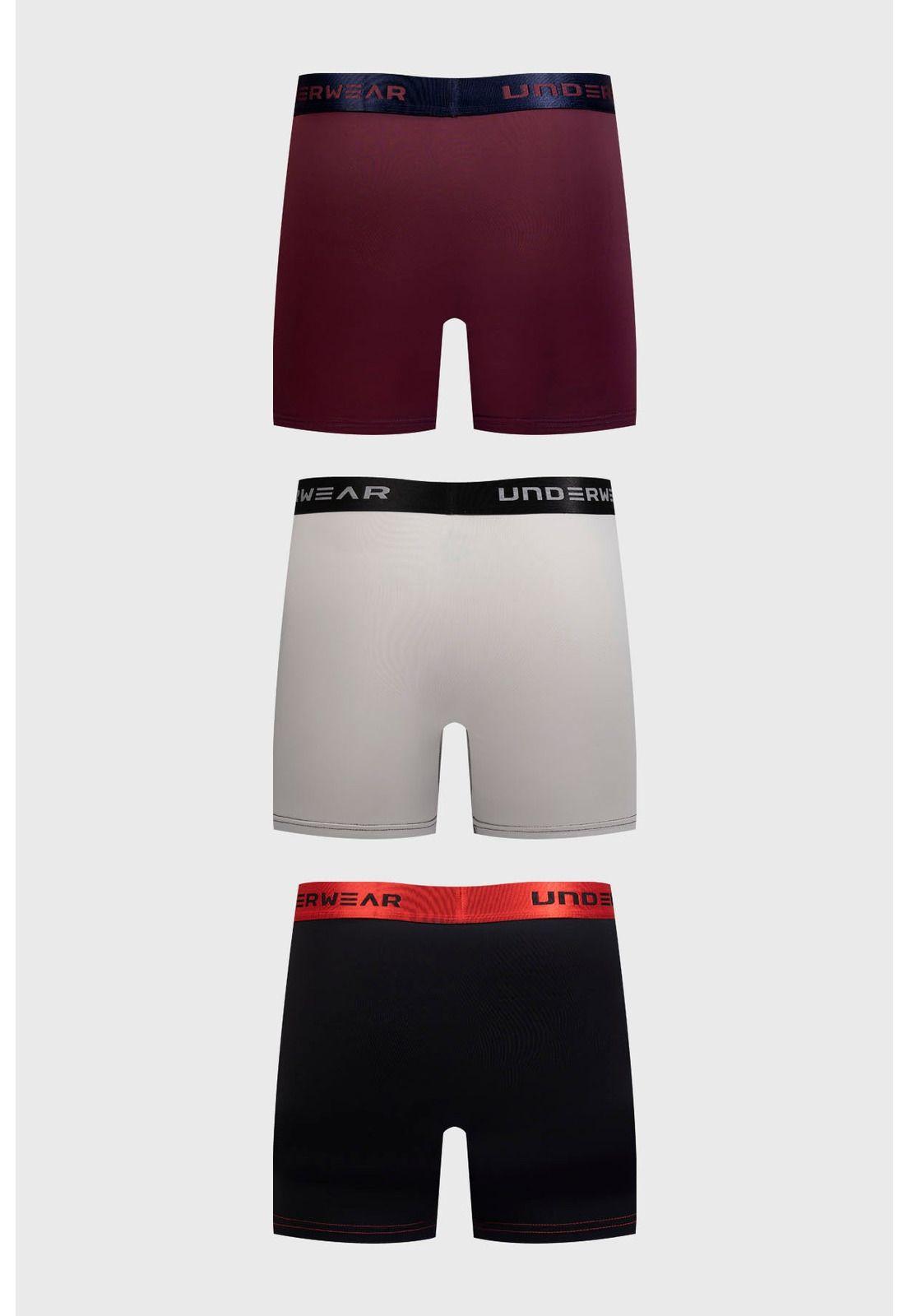 Boxer Hombre Tripack Pretina Burdeo-1
