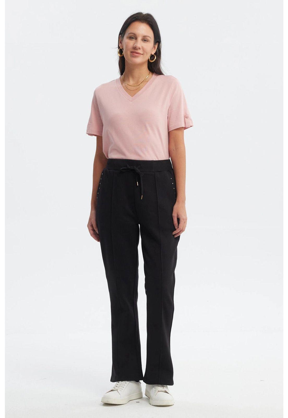 Pantalón Buzo Mujer Clásico Flare Negro - ll-3