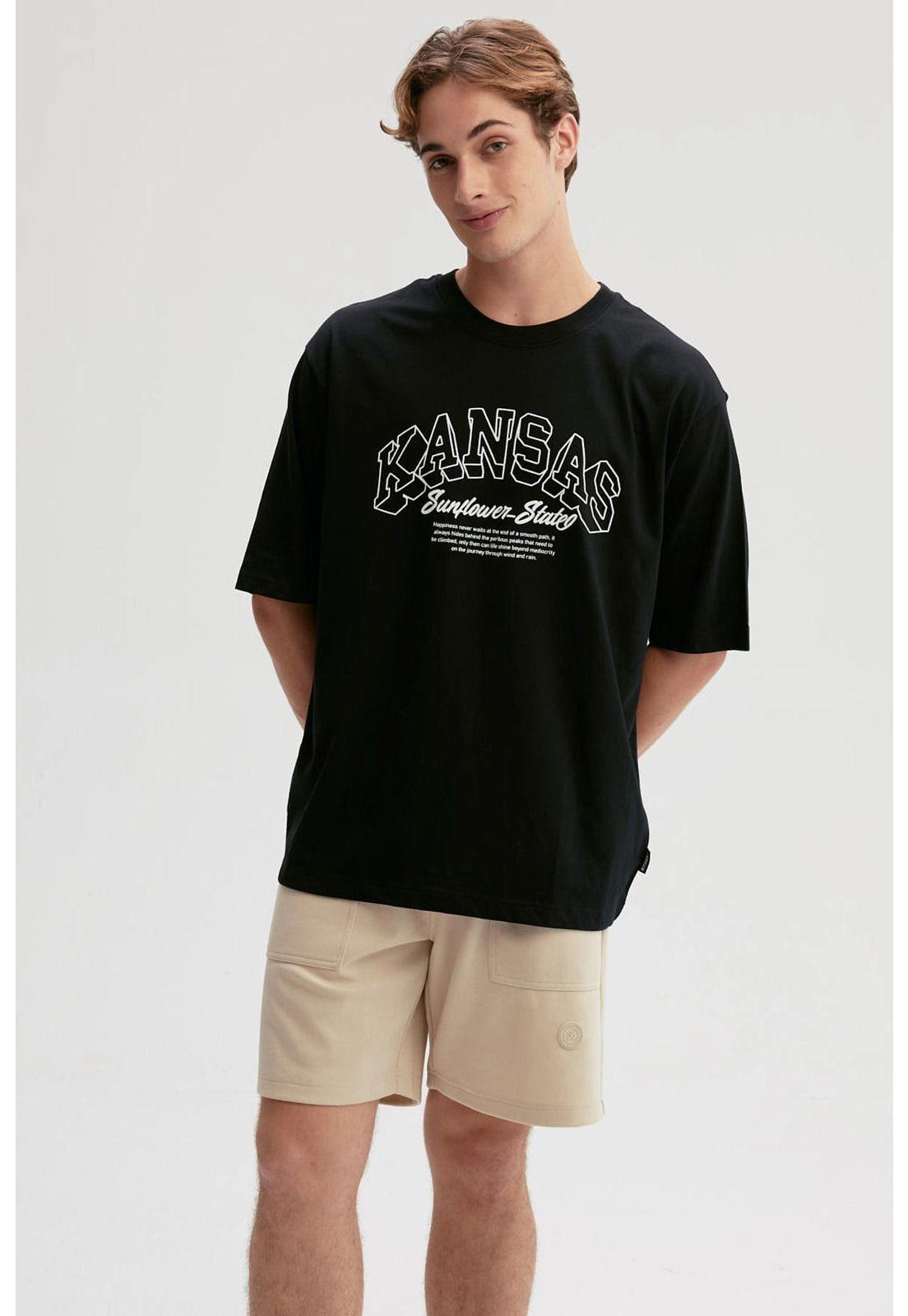 Polera Hombre Print Central Negro - lV-0