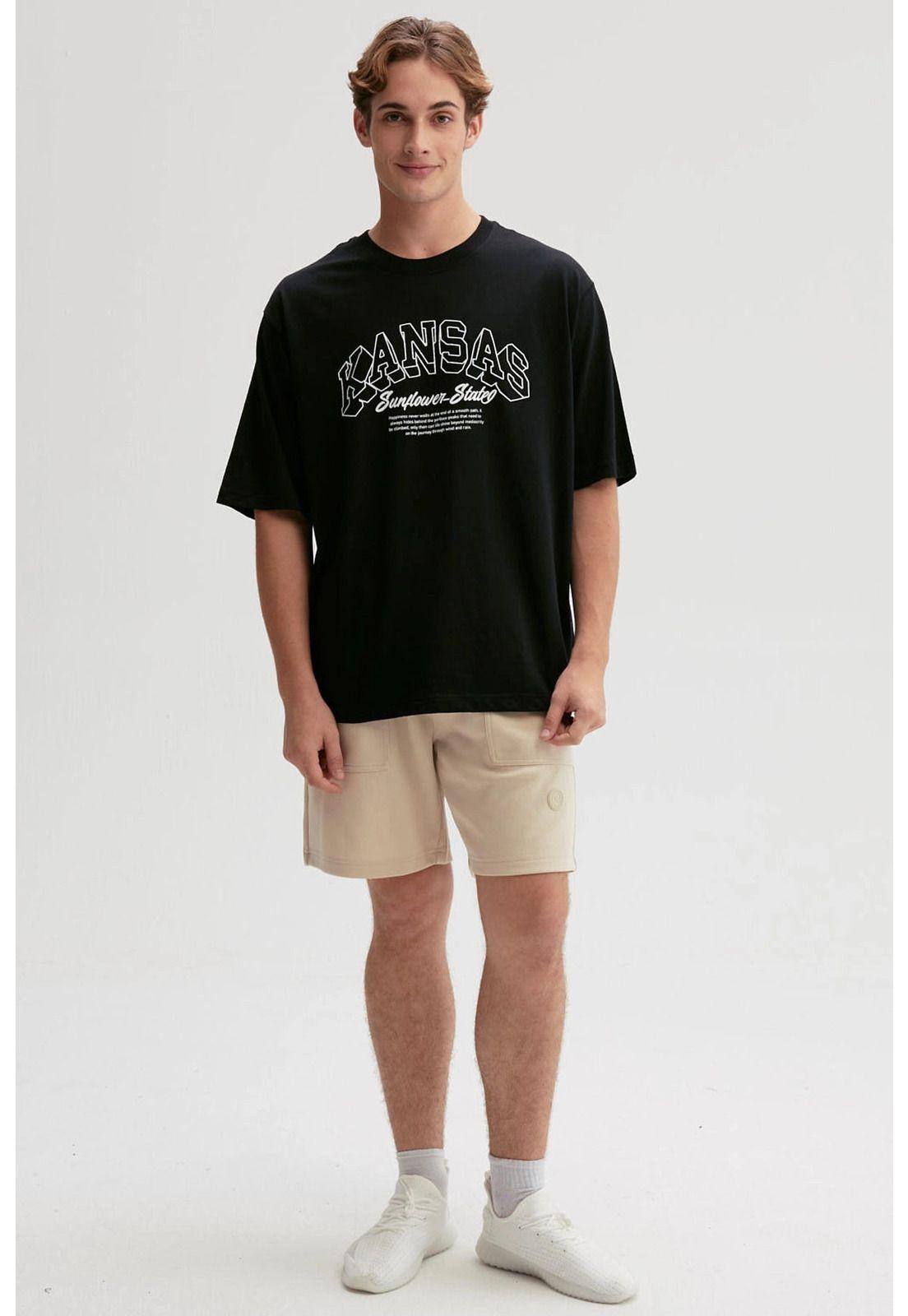 Polera Hombre Print Central Negro - lV-3