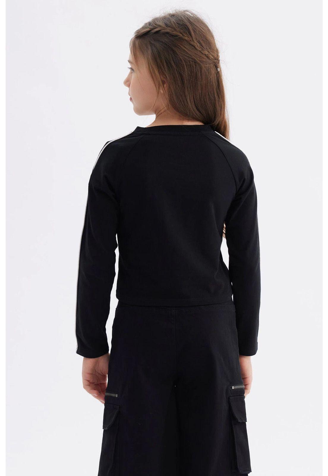 Polera Niña Piping Y Print Negro-2