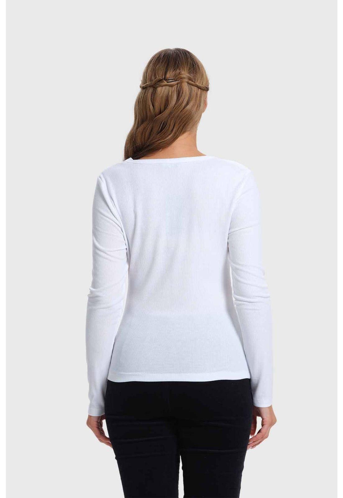 Polera Mujer Drapeado Blanco-2