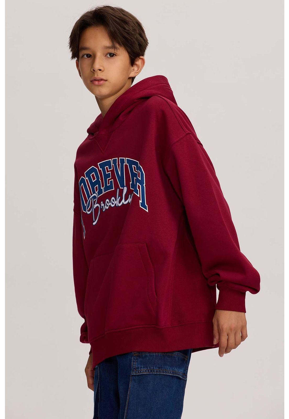 Polerón Niño College Canguro Burdeo-1