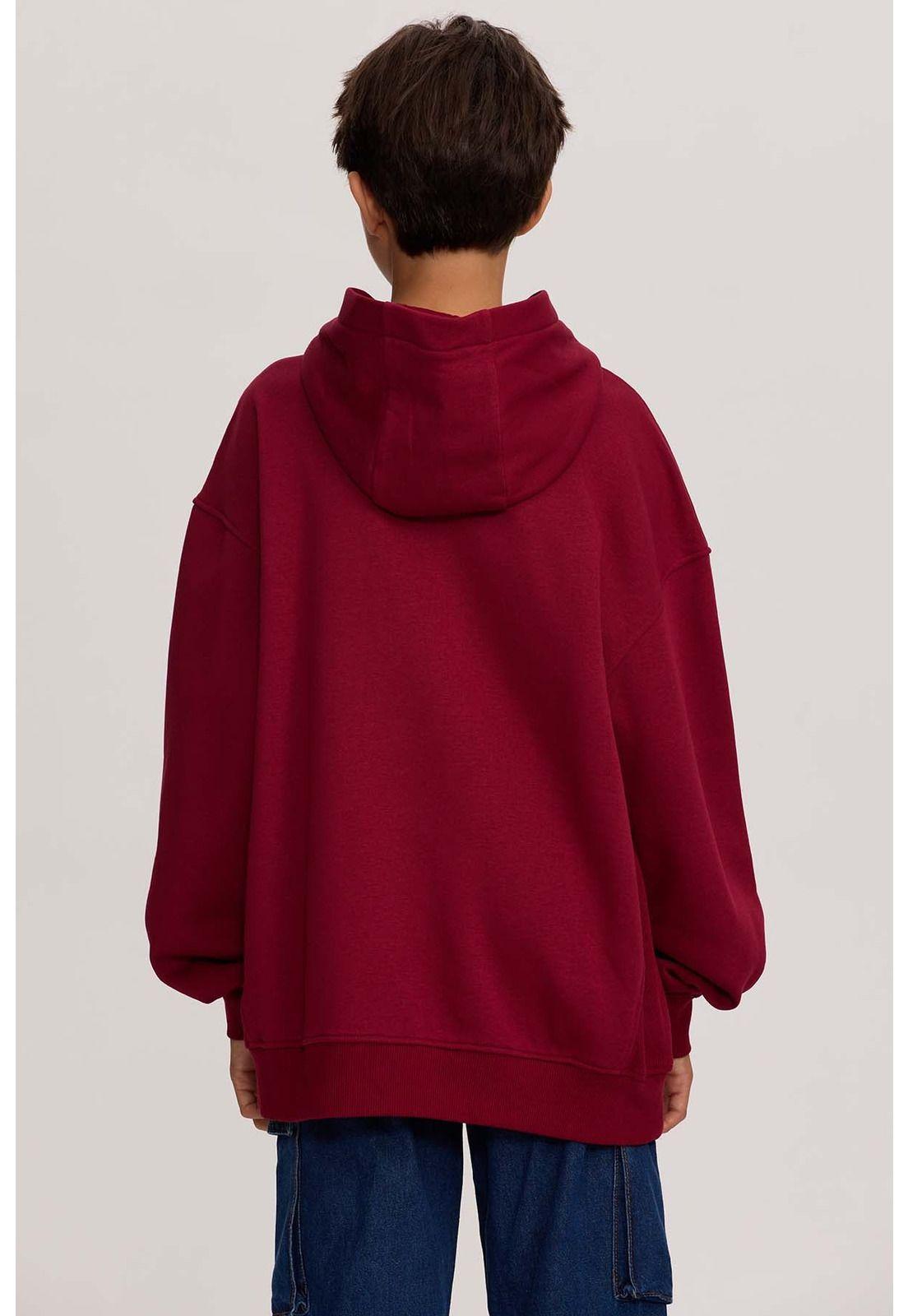 Polerón Niño College Canguro Burdeo-2