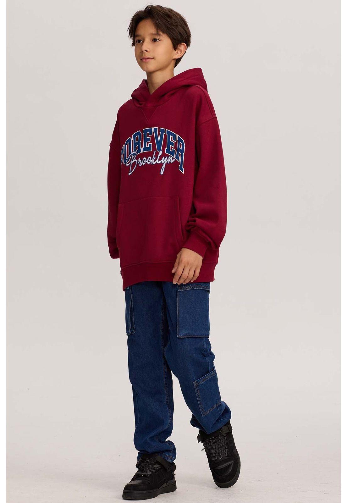 Polerón Niño College Canguro Burdeo-3