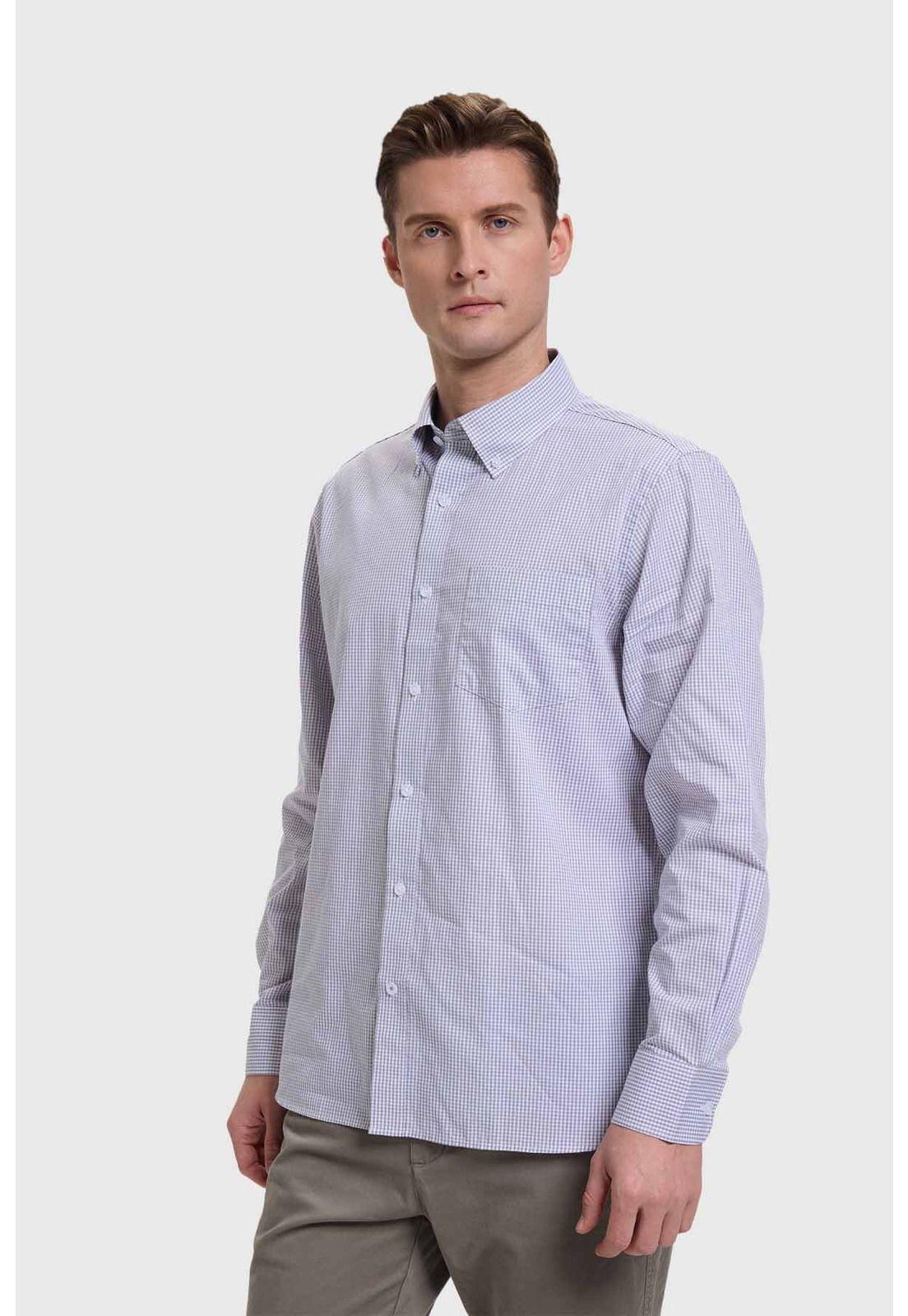 Camisa Hombre Cuadros Gris-1