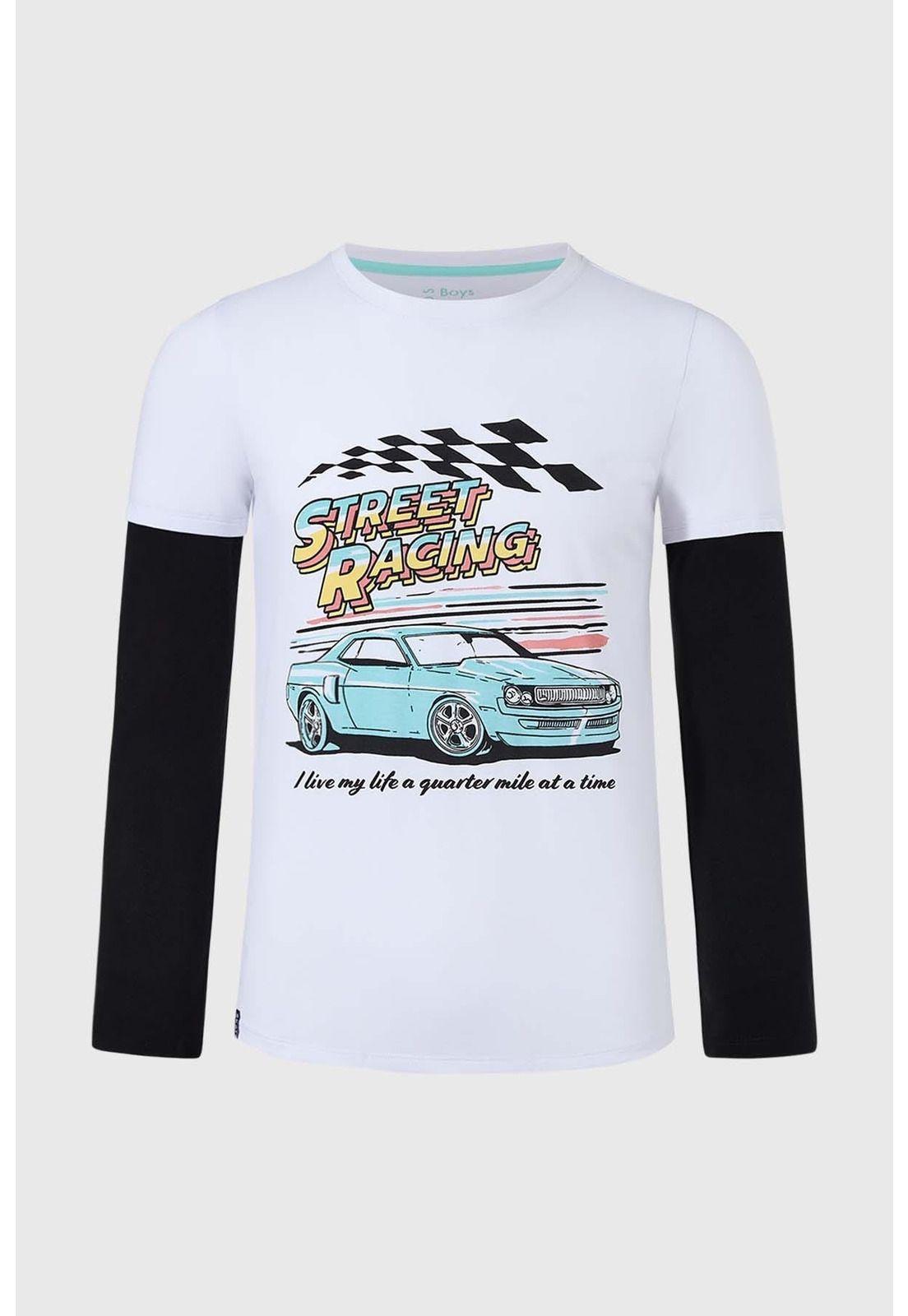 Polera Niño Doble Manga Básica Blanco - lll-0