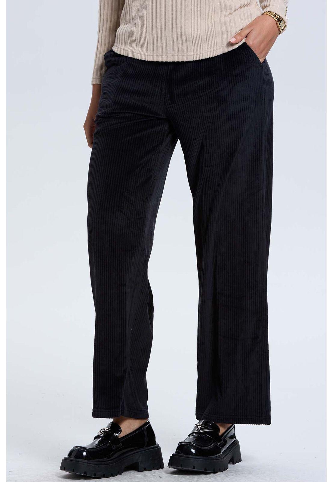 Pantalón Buzo Mujer Rib Interior Negro-0