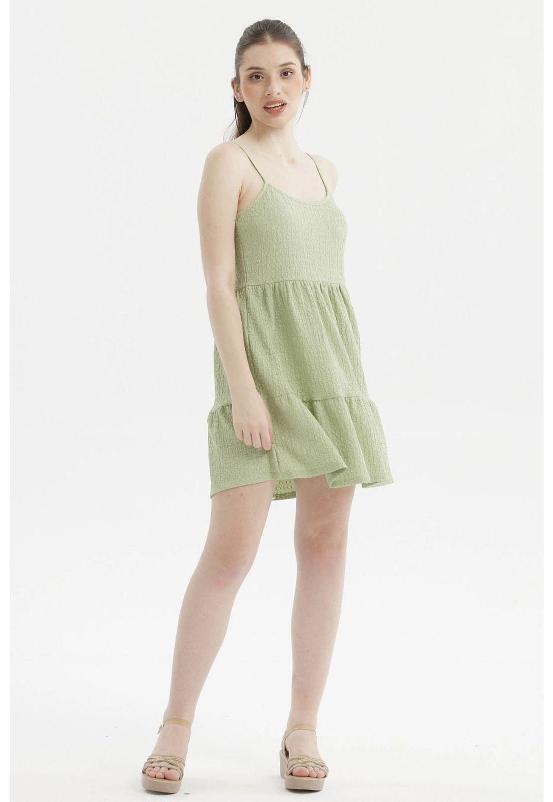 Vestido Mujer Textura Verde Claro-1