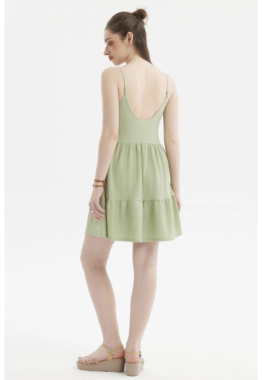 Vestido Mujer Textura Verde Claro-2