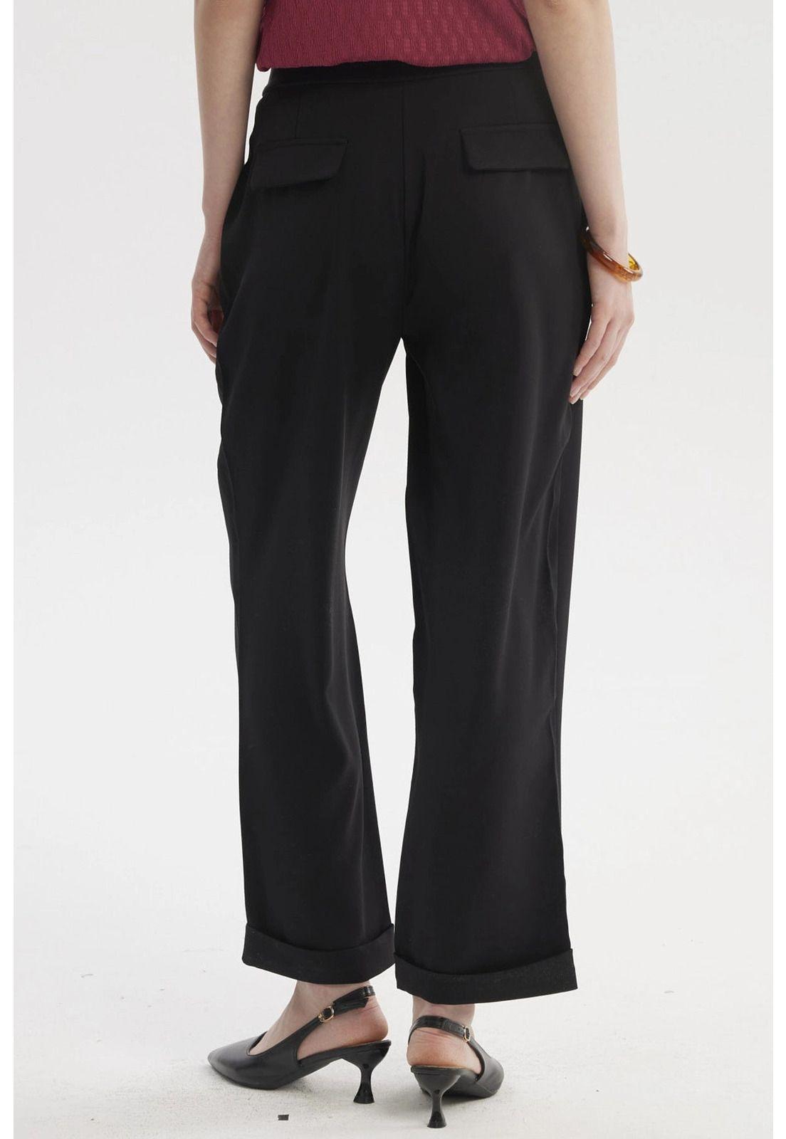 Pantalón Mujer Sastrero Dobladillo Basta Negro-2
