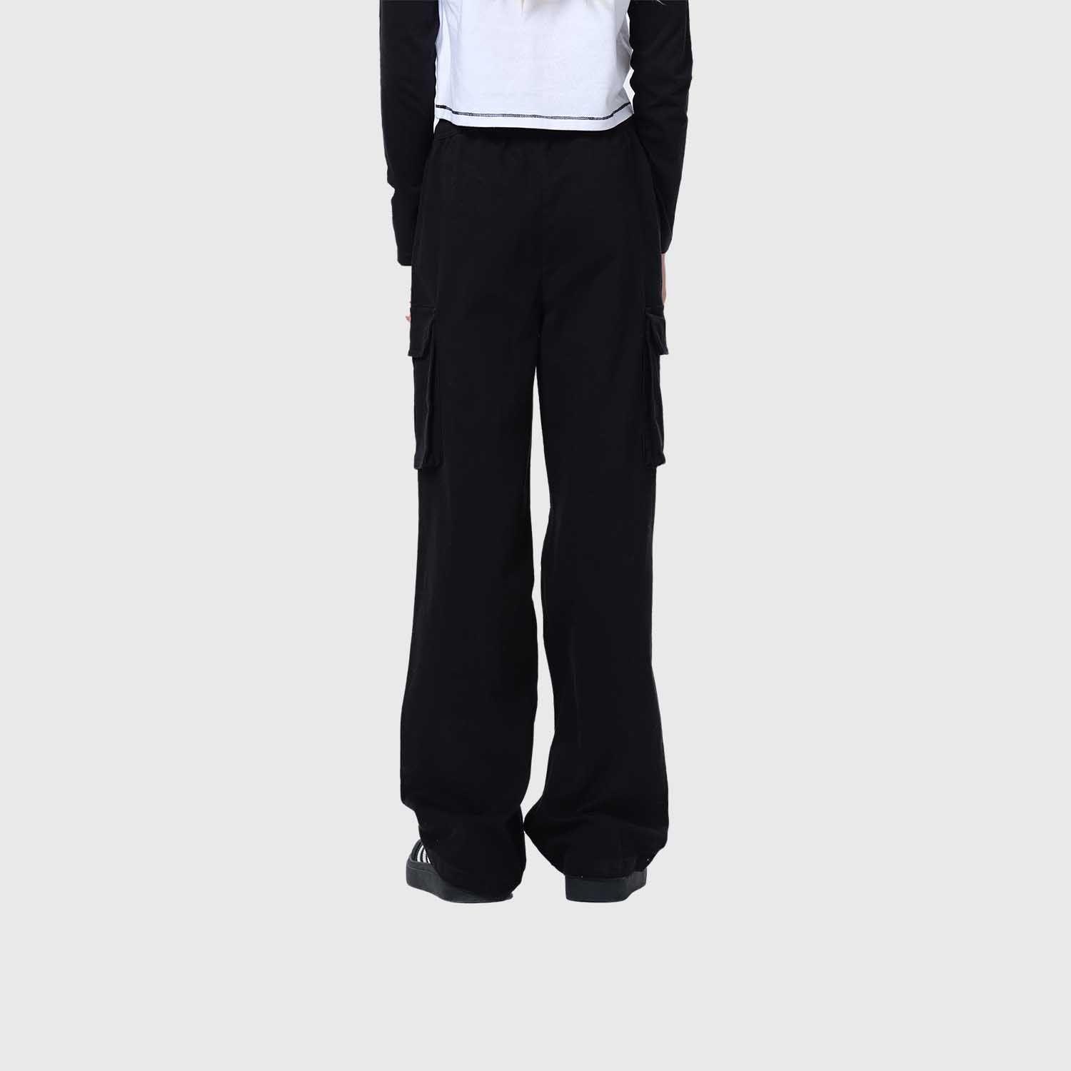 Pantalón Niña Cargo Recto Pretina Elasticada Negro-2