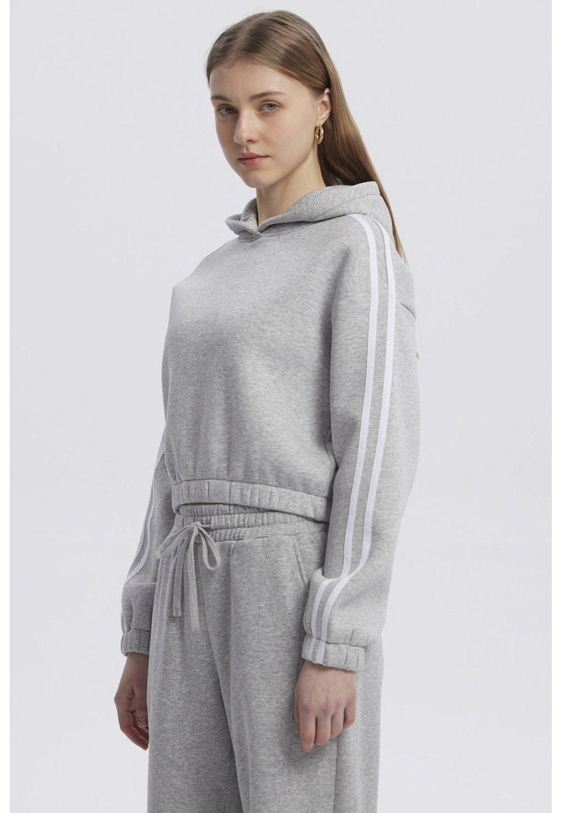 Polerón Mujer Liso Gris Melange-1