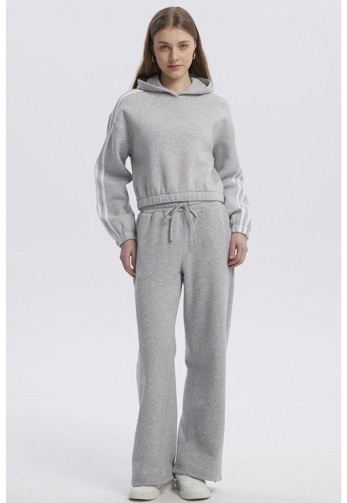 Polerón Mujer Liso Gris Melange-3