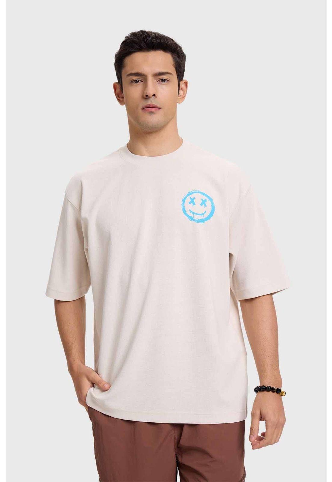 Polera Hombre Print Graffiti Beige-0