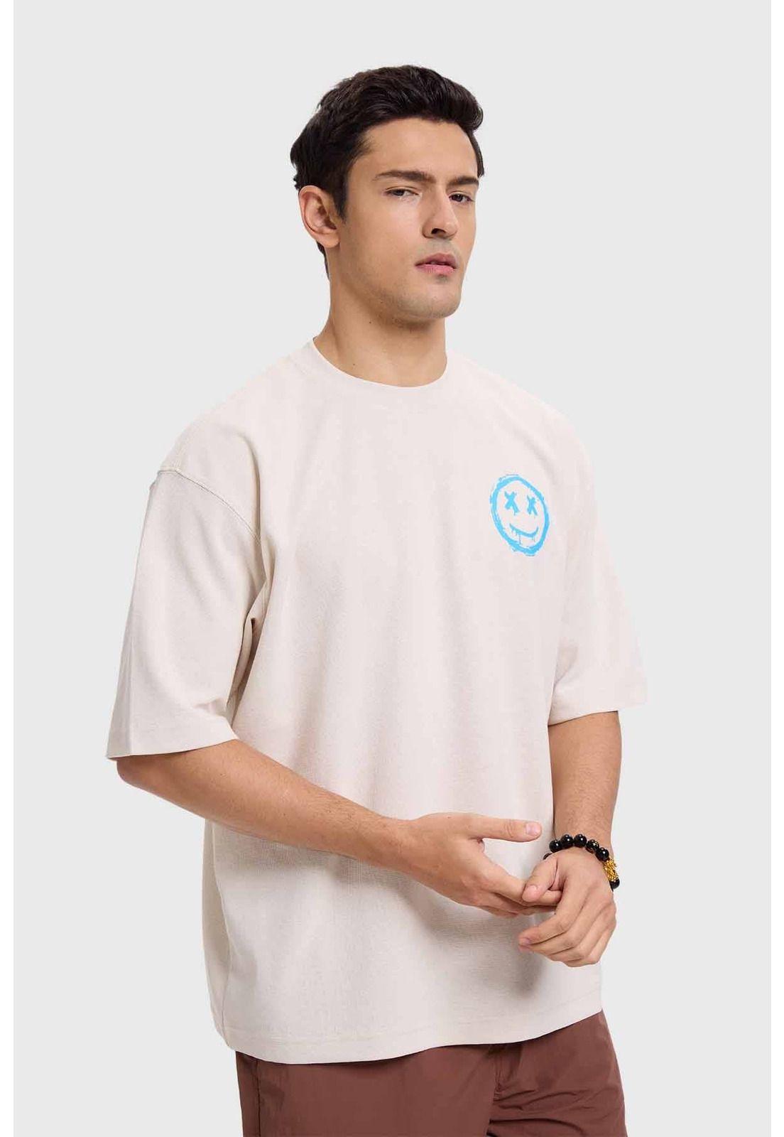 Polera Hombre Print Graffiti Beige-1