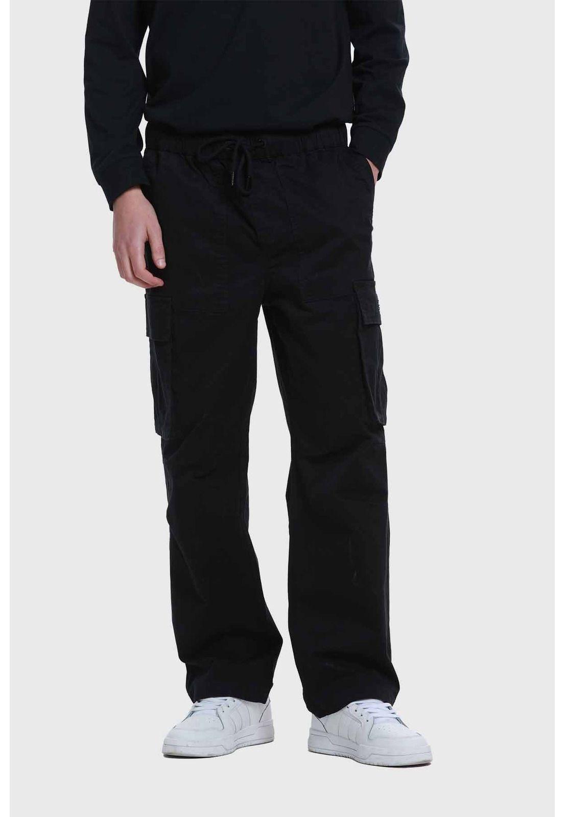 Pantalón Hombre Cargo Recto Negro-0