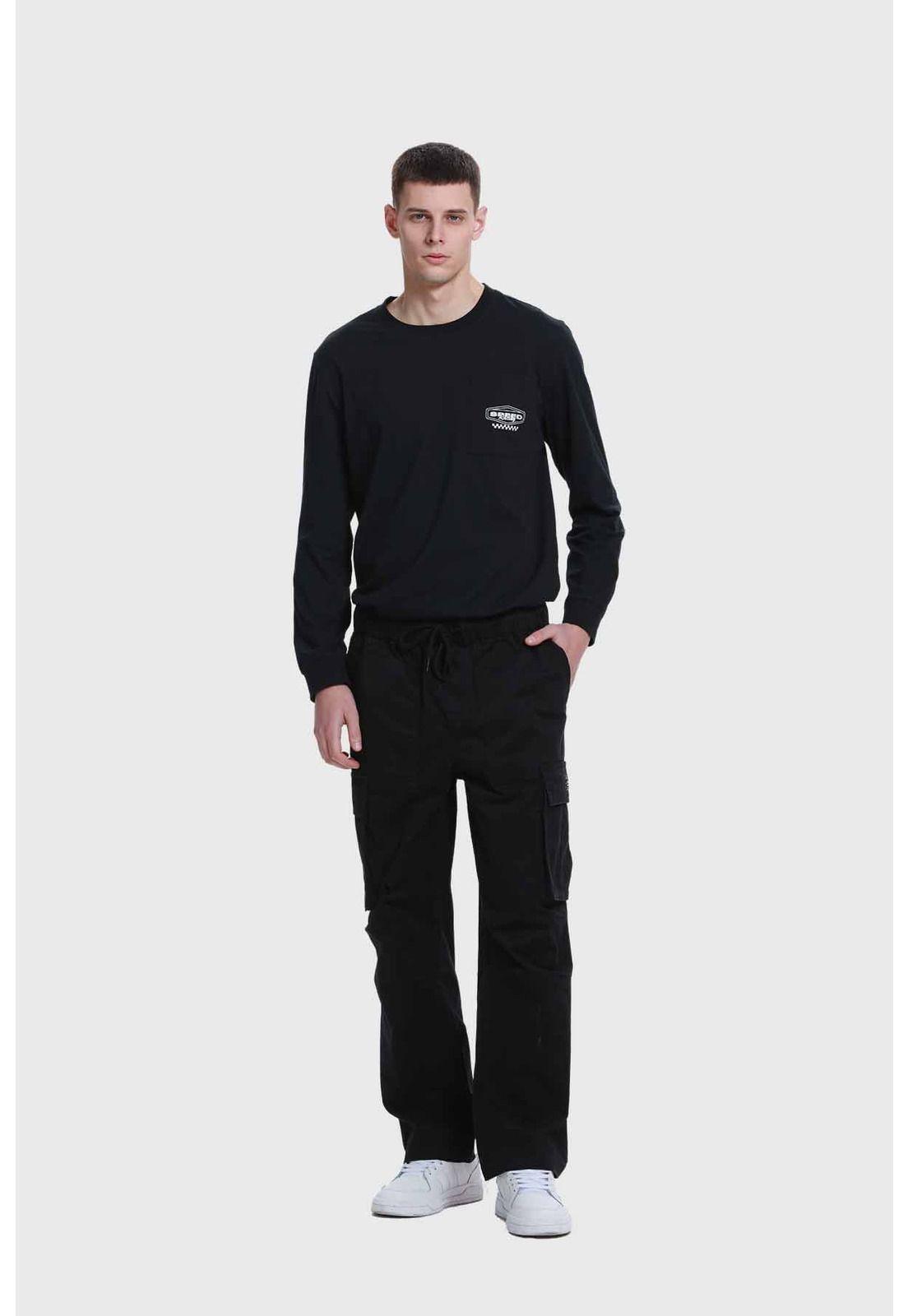 Pantalón Hombre Cargo Recto Negro-3