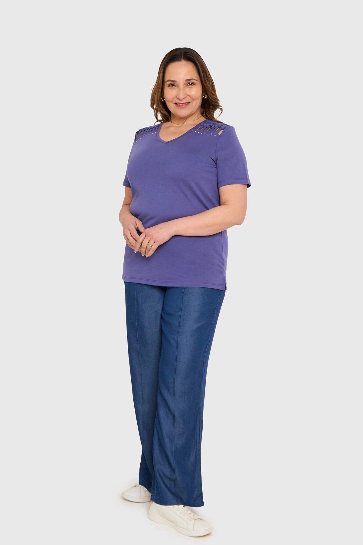 Polera Mujer Tachas Azul-3