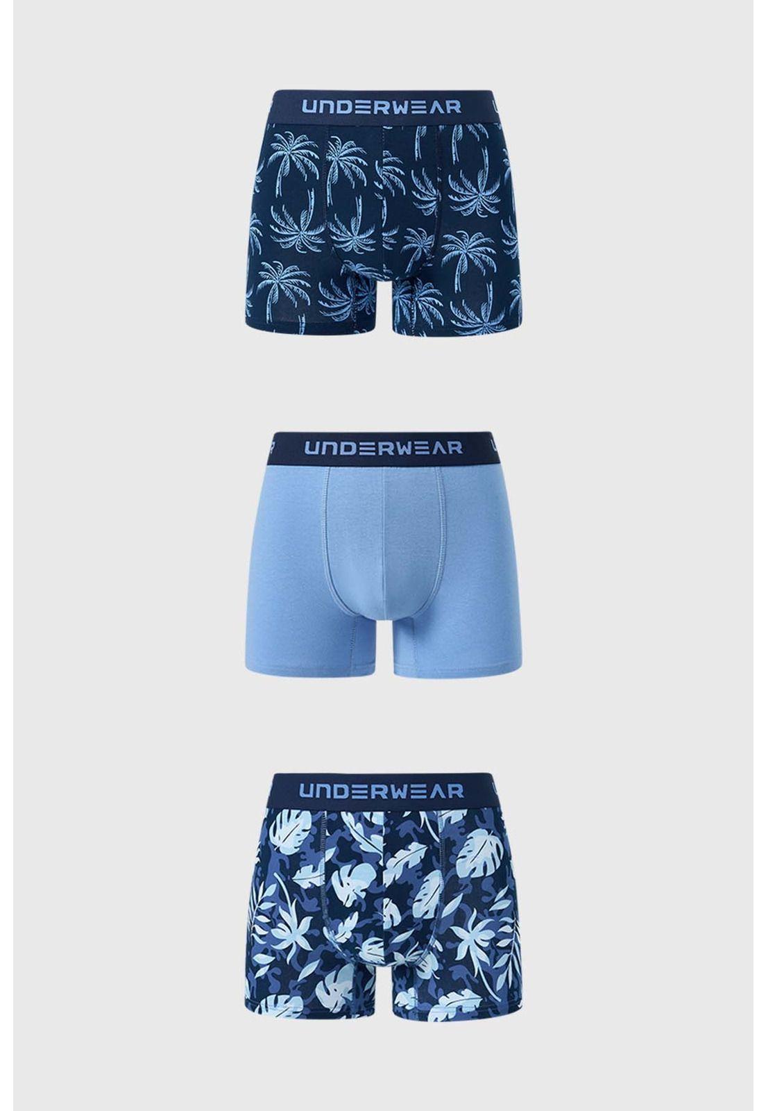 Bóxer Hombre Tripack Liso Azul-0