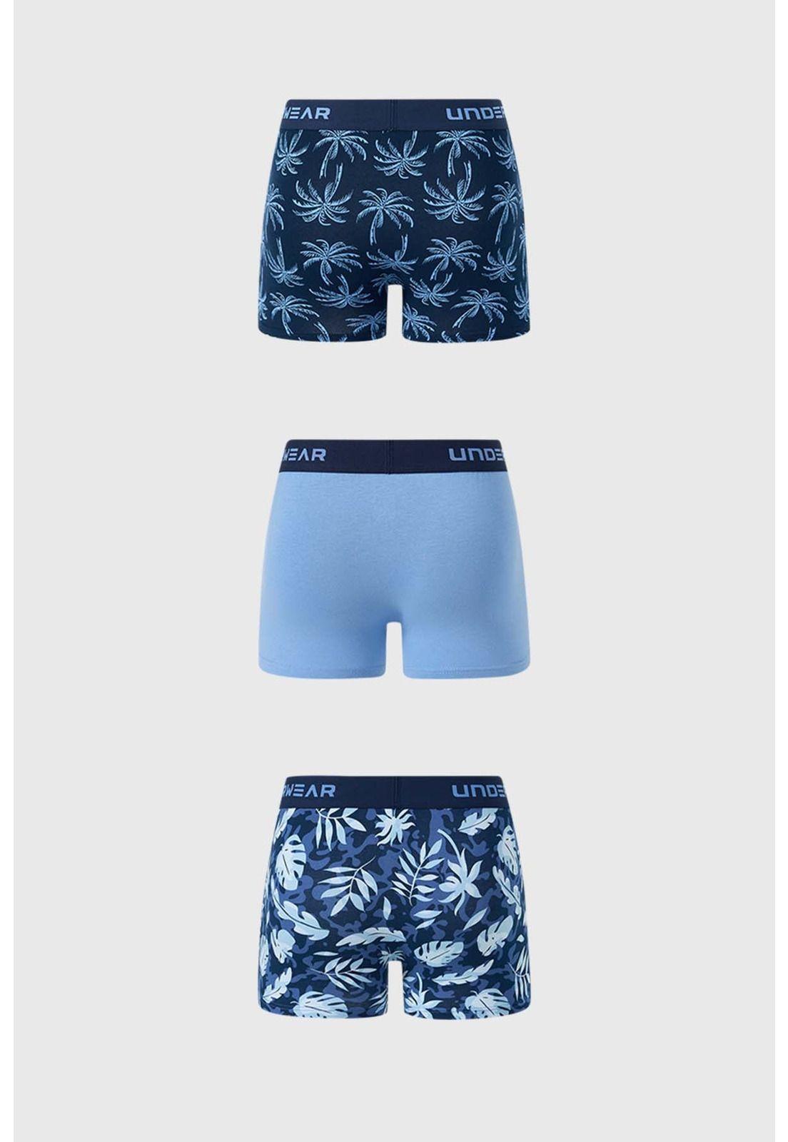 Bóxer Hombre Tripack Liso Azul-1