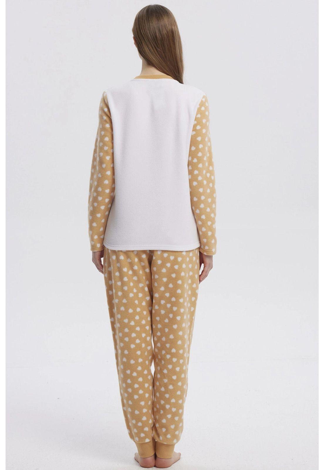 Pijama Mujer Pijama Polera Y Pantalón Beige-2