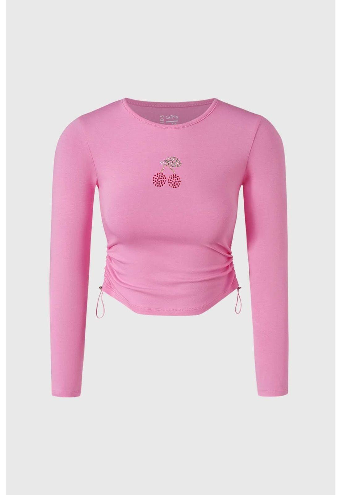 Polera Niña Rígido Strass Rosado-0