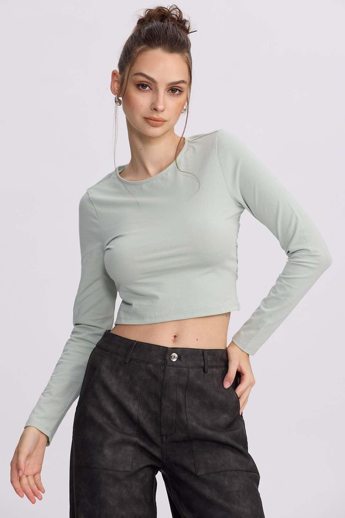 Polera Mujer Sin Espalda Verde Agua-0