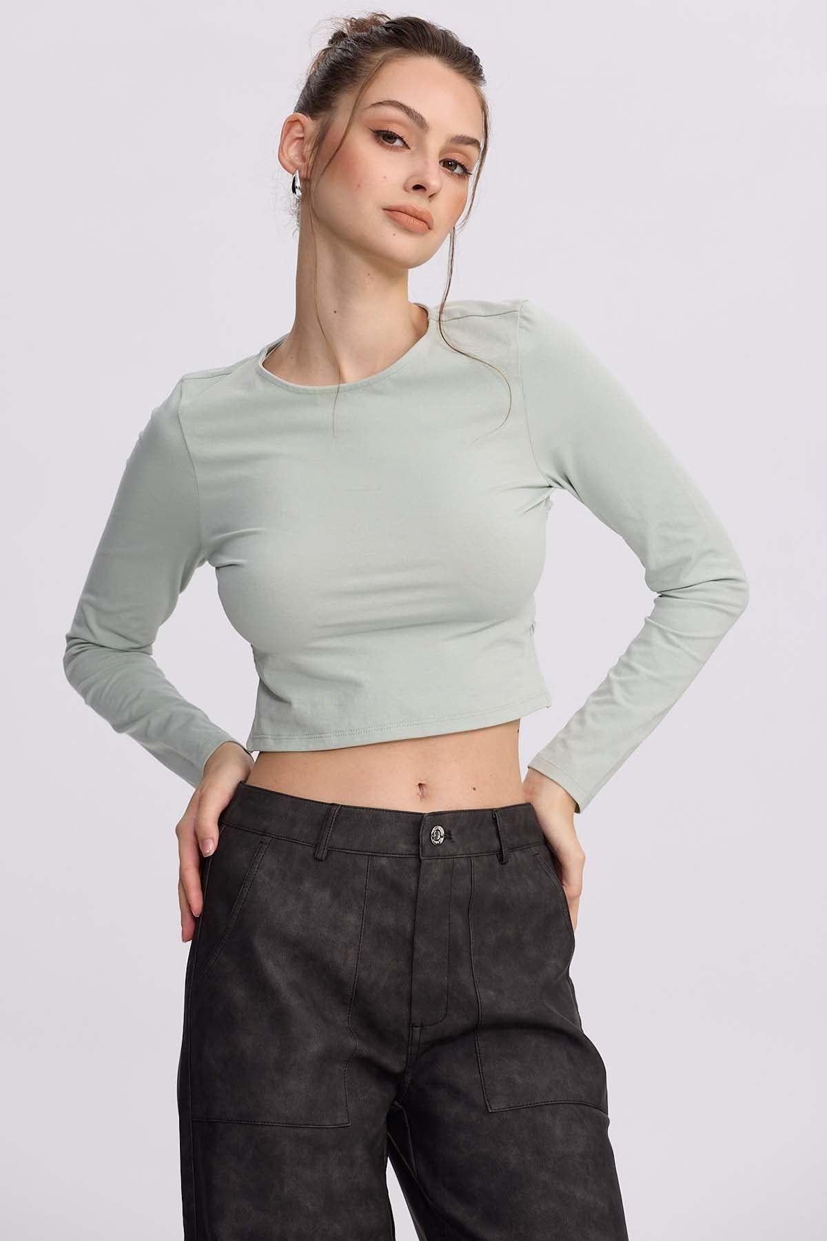 Polera Mujer Sin Espalda Verde Agua-1