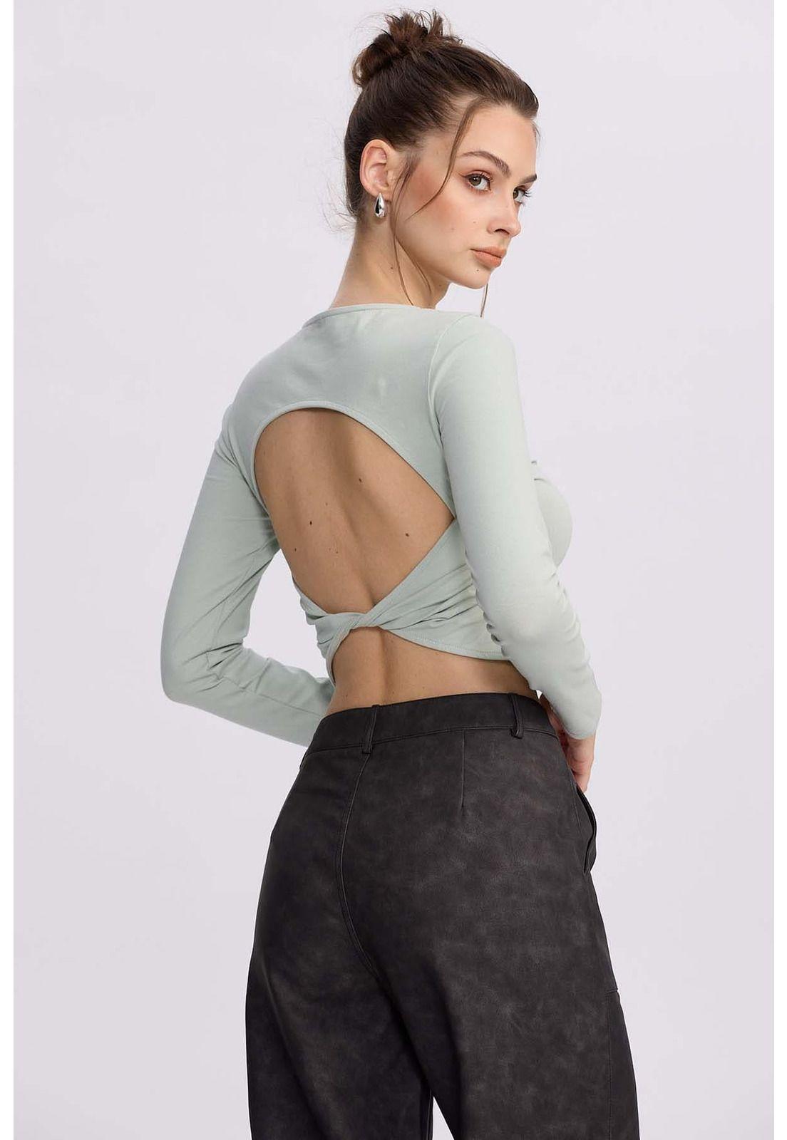 Polera Mujer Sin Espalda Verde Agua-2