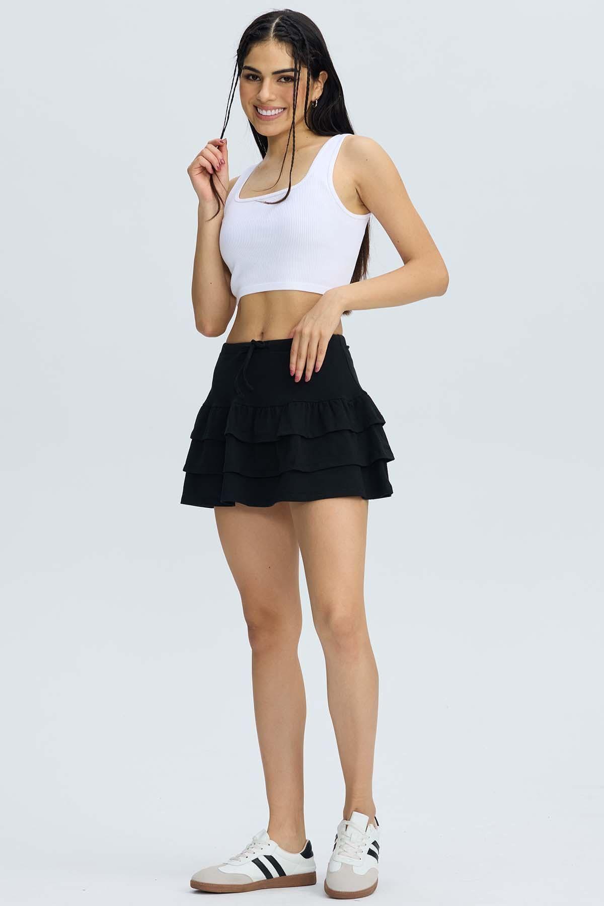 Falda Mujer Vuelos Negro-3