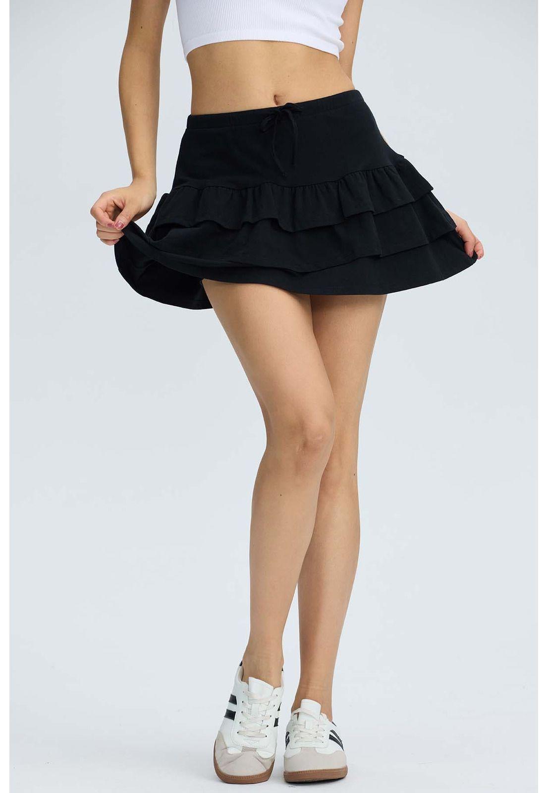 Falda Mujer Vuelos Negro-1