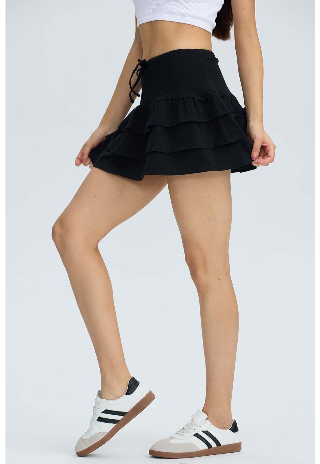 Falda Mujer Vuelos Negro-2