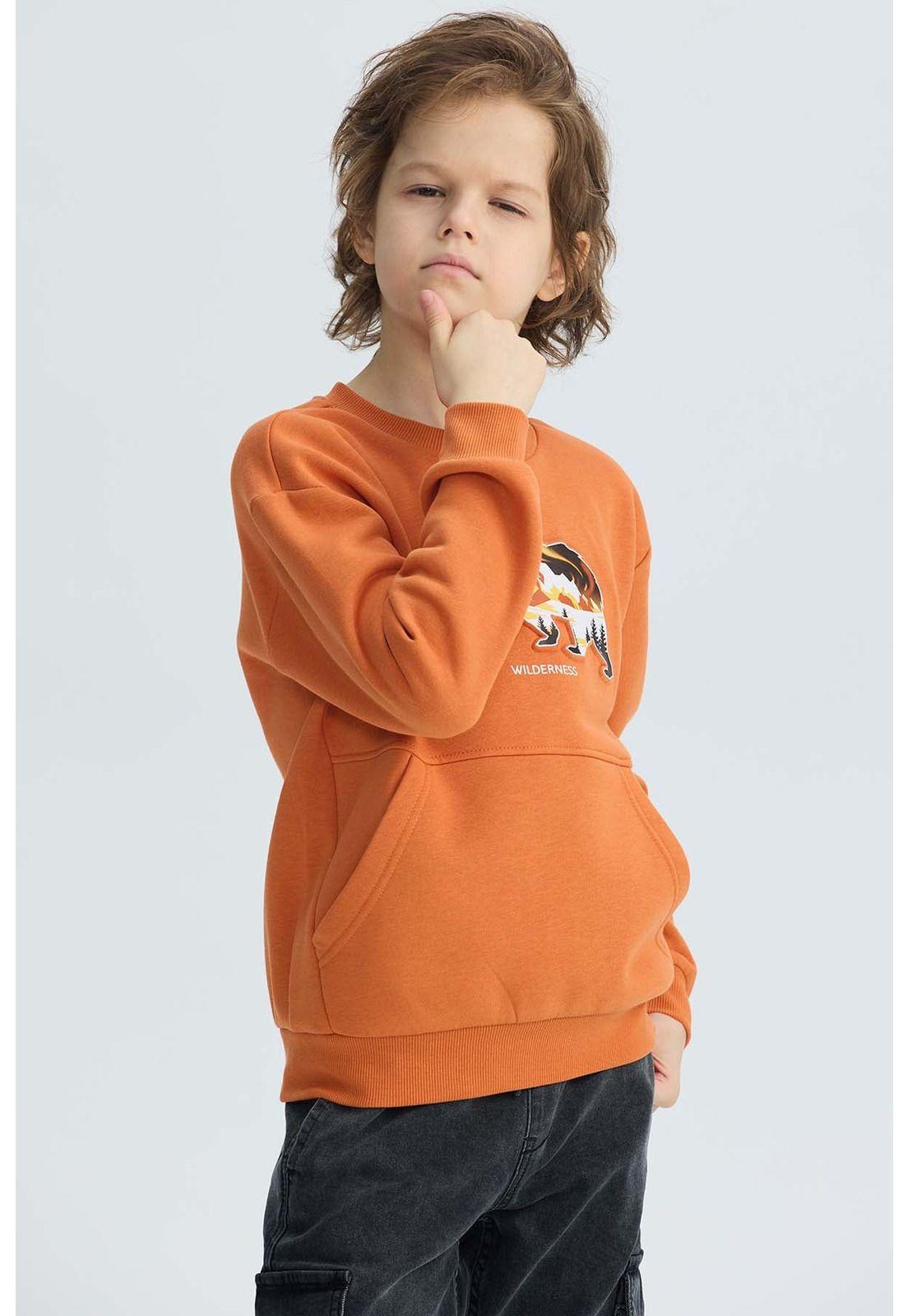 Polerón Niño Cerrado Con Relieve Naranjo-1