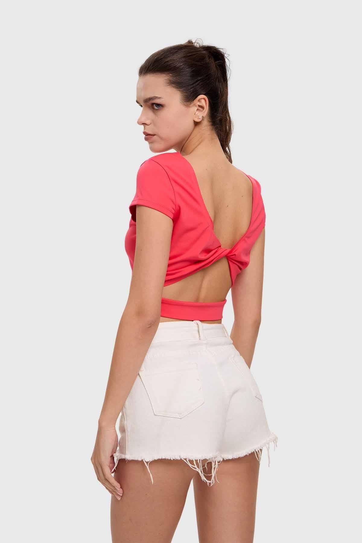 Polera Mujer Cruzada Espalda Rosado-2