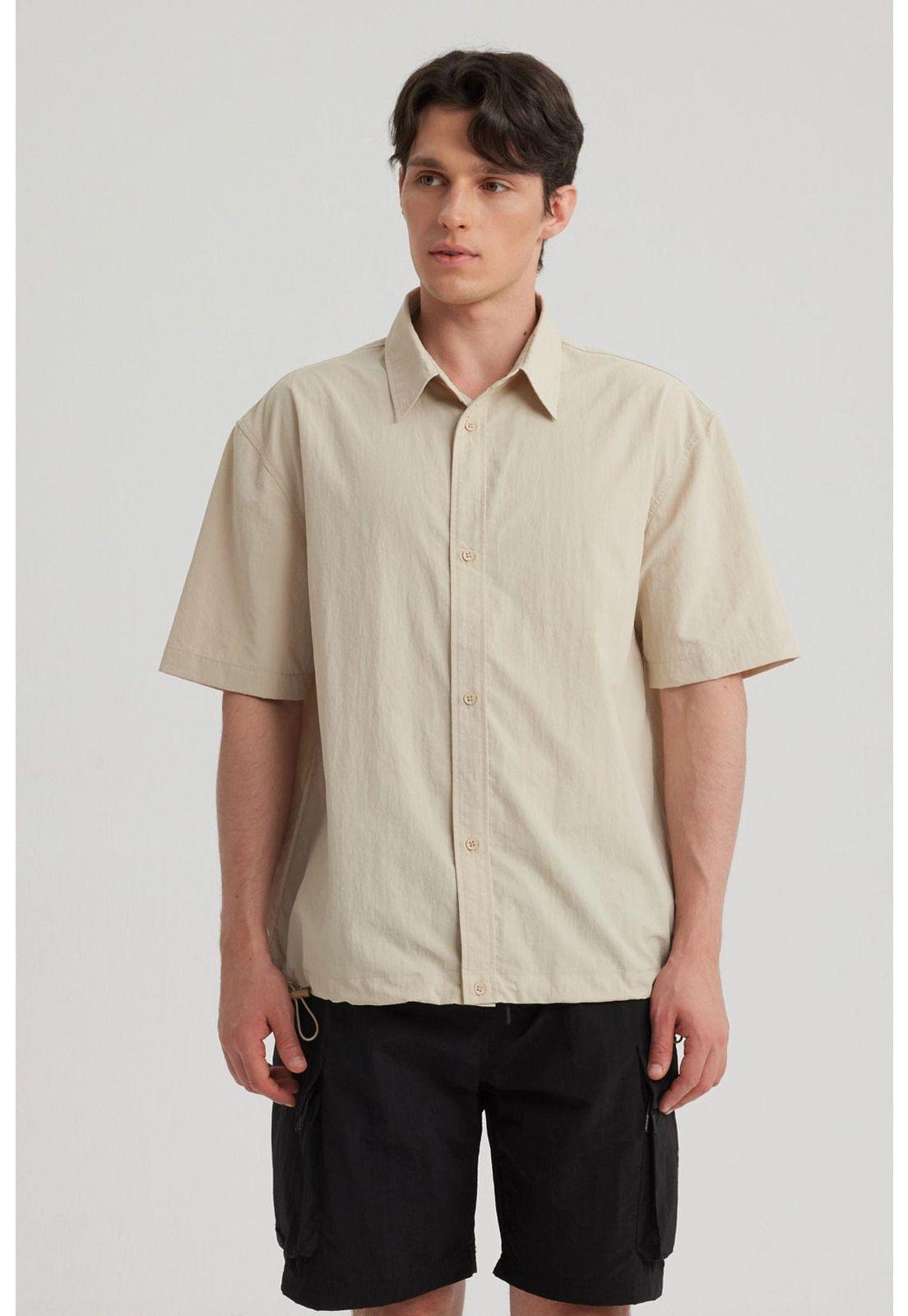 Camisa Hombre Lisa Beige - ll-0