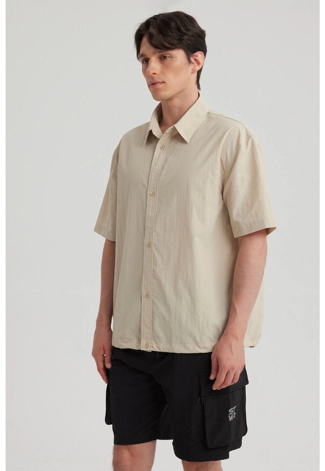 Camisa Hombre Lisa Beige - ll-3