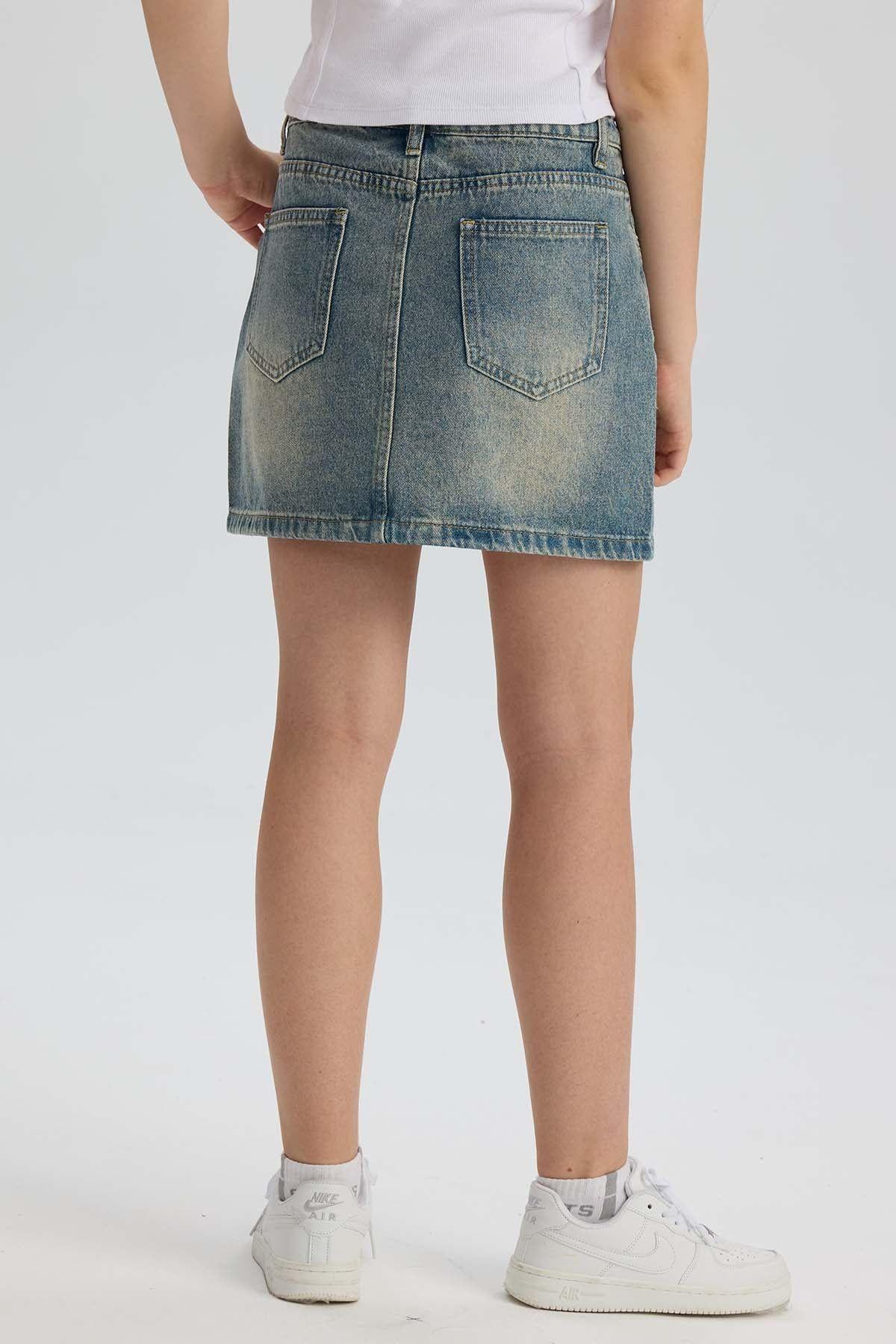 Falda Niña Denim con Estrellas Azul-2