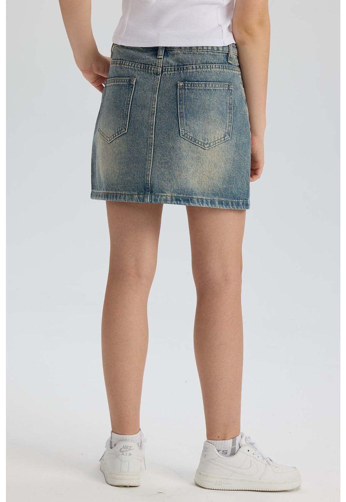 Falda Niña Denim Con Estrellas Azul-2